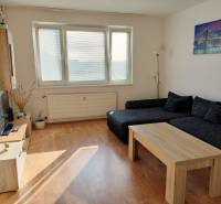 Wohnzimmer mit Sofa, Couchtisch und Holzboden in einer 3-Zimmer-Wohnung.