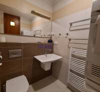 Badezimmer in einer 2-Zimmer-Wohnung mit Toilette, Waschbecken und einem weißen Handtuchheizkörper.