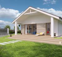 Das Einfamilienhaus in der Karasova-Straße in Senec hat einen Rasenhof mit Terrasse.