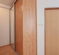 Innenraum einer 2-Zimmer-Wohnung mit einem Schiebeschrank und einem Boden in Holzoptik.