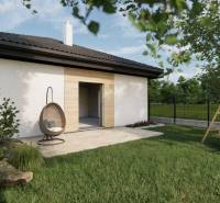 Ein Einfamilienhaus in der Kostolná-Straße in Drahovce mit Terrasse, Schaukel und Garten.