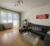 Wohnzimmer mit bequemer Couch, Glastisch und Holzboden in einer 2-Zimmer-Wohnung.