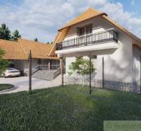 Ein Einfamilienhaus in Šiatorská Bukovinka mit Satteldach, Balkon, Garage und Umzäunung.