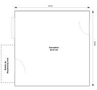 Grundriss eines Büros mit 35,34 m² mit Balkon zur Moyzesova-Straße, Stadtteil Staré Mesto, Košice.