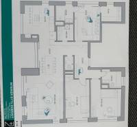 Grundriss einer 4-Zimmer-Wohnung mit Küche, Wohnzimmer und Schlafzimmern.