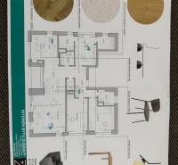 Entwurf eines 4-Zimmer-Wohnungsinterieurs mit Vorschlägen für Böden und Möbel.