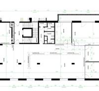 Grundriss von Büros mit Terrasse und verglasten Trennwänden zur maximalen Raumausnutzung.