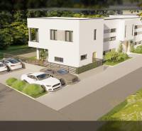Ein Einfamilienhaus in der Straße in Nin, mit Parkplatz für vier Autos und einem Garten.