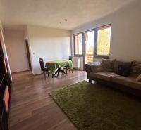 Wohnzimmer einer 3-Zimmer-Wohnung mit Holzboden, Esstisch und Sofa.