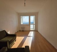 Wohnzimmer in einer 4-Zimmer-Wohnung mit Holzboden und Sofas.