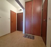 Fliesen, Holztüren und Einbauschrank in einer 2-Zimmer-Wohnung.