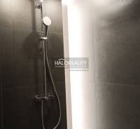 Badezimmer mit Toilette in einer Einzimmerwohnung; Duschkabine und Heizkörper.