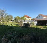 Der Garten des Einfamilienhauses in Zlaté Moravce voller Grün und Bäume.
