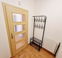 Flur in einer 3-Zimmer-Wohnung mit Garderobe, Holztüren und Heizkörper.