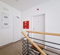 Eingangsbereich einer 3-Zimmer-Wohnung mit weißen Türen und Geländer.