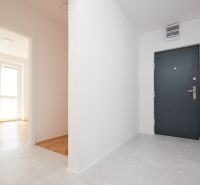 Eingangsflur in einer 3-Zimmer-Wohnung mit direktem Licht und einem Bodenbelag in Holzoptik.