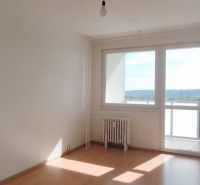 Ein Zimmer mit einem Holzboden und einem großen Fenster in einer 4-Zimmer-Wohnung.