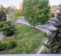 Begrünen Sie die Umgebung der Straße Centrum I in Dubnica nad Váhom mit Gehwegen und Gebäuden.