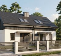 Ein Einfamilienhaus in Sasinkovo in der Straße Sasinkovo, umgeben von Bäumen und einem modernen Zaun.