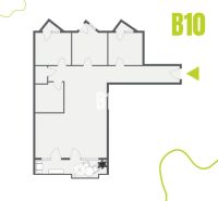 Grundriss einer 4-Zimmer-Wohnung mit Terrasse und drei Räumen im Obergeschoss.