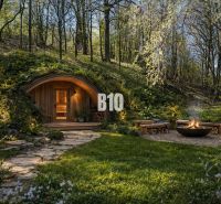 Erdhaus mit Sauna und Außenbereich mit Feuerstelle auf einem Grundstück in Banská Štiavnica.