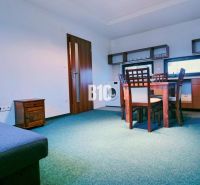 Wohnzimmer mit Sofa, Esstisch und Küchenzeile in einer 3-Zimmer-Wohnung.