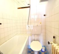 Badezimmer in einem Einfamilienhaus mit Badewanne, Toilette und gefliesten Wänden.