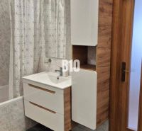 Badezimmer mit Waschbecken, Schrank und Duschkabine in einer Wohnung mit 5 oder mehr Zimmern.