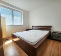 Ein Schlafzimmer mit Sonnenlicht, einem Bett, einem Nachttisch und einem Boden mit Holzdekor.