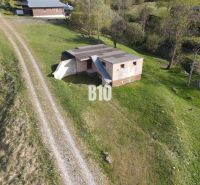 Eine Hütte in Zázrivá, umgeben von grüner Landschaft und einem Feldweg.