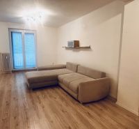 Wohnzimmer in einer 3-Zimmer-Wohnung mit Sofa und Holzboden.