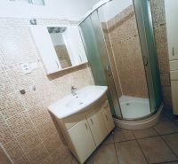 Badezimmer mit Dusche und Mosaikfliesen in einer 3-Zimmer-Wohnung.