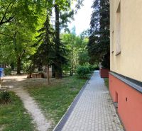 Eine ruhige Umgebung mit einem Gehweg und Grünflächen an der Legionárska-Straße in Bratislava.