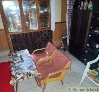 Das Innere der Hütte mit bequemen Stühlen, einem Tisch und einem Schrank für Dekorationsgegenstände.