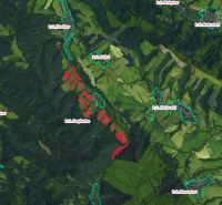 Luftaufnahme von landwirtschaftlichen und forstwirtschaftlichen Flächen rund um Bogliarka.