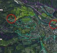 Die Karte zeigt landwirtschaftliche und forstwirtschaftliche Flächen im Gebiet von Vrútky.
