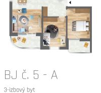 Grundriss einer 3-Zimmer-Wohnung mit Holzboden und Balkon.