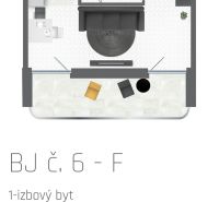 Grundriss einer 1-Zimmer-Wohnung mit Ausstattung im 6. Stock, Preis 88.990 €.