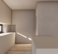 Einfaches Interieur mit Holzboden und Treppe, Grundstücke - Wohnen.