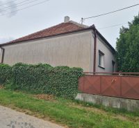 Ein Einfamilienhaus in Dulovce mit einem von Grün umwachsenen Zaun, das an der Straße liegt.