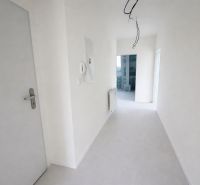 Der Flur in einer 2-Zimmer-Wohnung mit weißen Wänden und leerem Interieur.