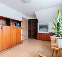 Ein Raum mit Holzelementen, Schränken und Pflanzen in einem Einfamilienhaus.