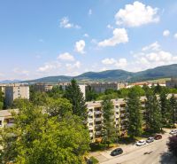Blick auf Wohngebäude umgeben von Grün auf der Trenčianska-Straße in Nová Dubnica.