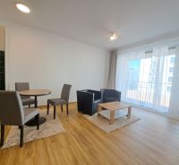 Helles Wohnzimmer mit Holzboden in einer 2-Zimmer-Wohnung.