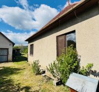 Ein Einfamilienhaus in Pažiti mit Garten und separater Garage unter blauem Himmel.