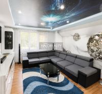 Wohnzimmer in einer Einzimmerwohnung mit einem bequemen Sofa, dekorativer Decke und einem Boden mit Holzdekor.