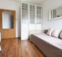 Helles Wohnzimmer in einer 2-Zimmer-Wohnung mit Holzboden und Sofa.