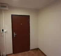 Eingangsbereich mit brauner Tür in einer 2-Zimmer-Wohnung, Fliesenboden.