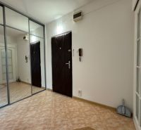 Eingangsflur einer 2-Zimmer-Wohnung mit Spiegelschrank und hellem Fliesenboden.