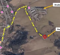 Luftaufnahme der Route zum Grundstück durch besondere Immobilien in Stará Ľubovňa.